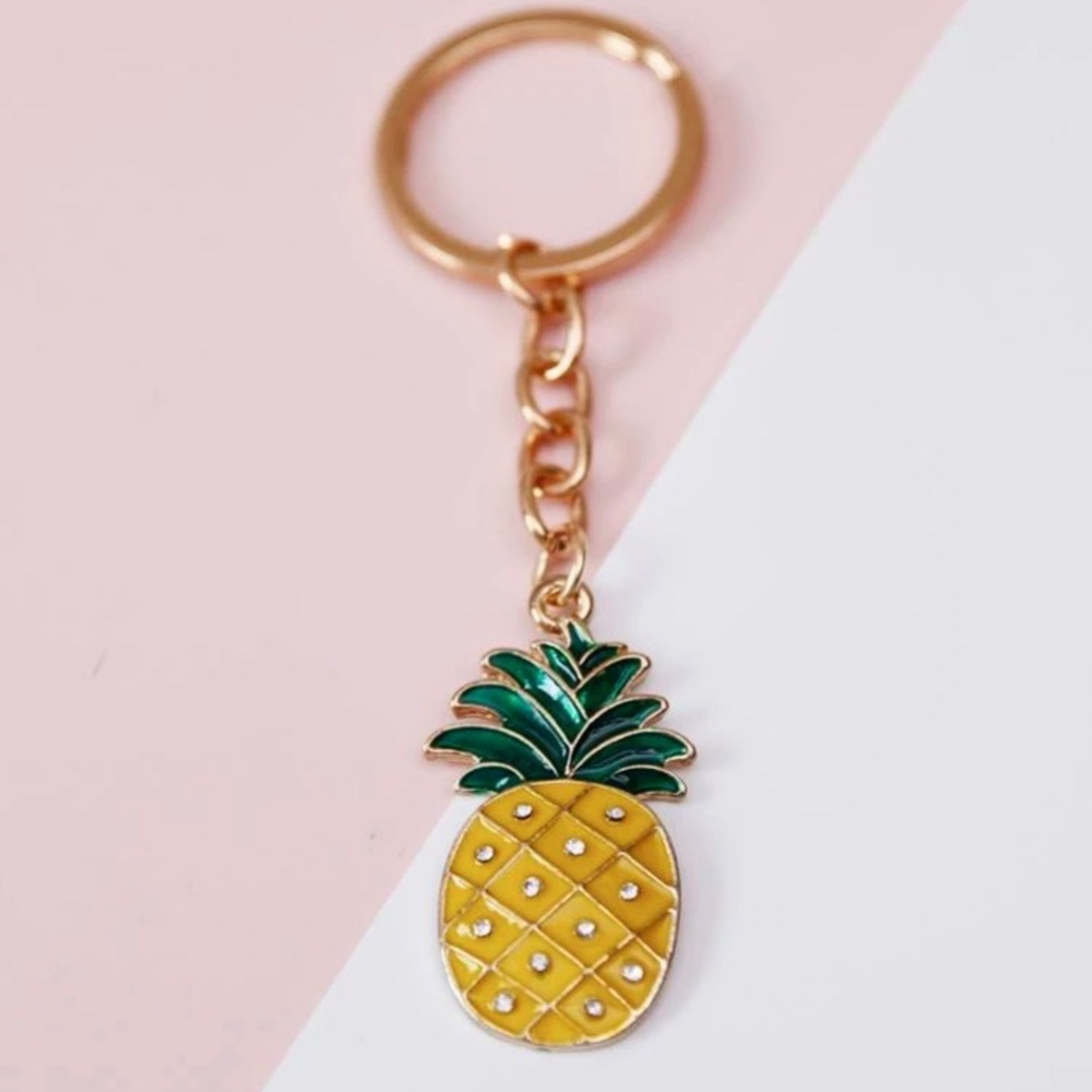Pineapple Rhinestone Charm Keychain - Picture 2 of 3